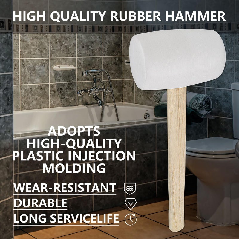 Gunpla Rubber Mallet - 12 oz Anti-Slip Wooden Handle Soft Double Face White Rubber Head Mallet for DIY, Tile Setting, Laminate Flooring Installs & More - Image 4